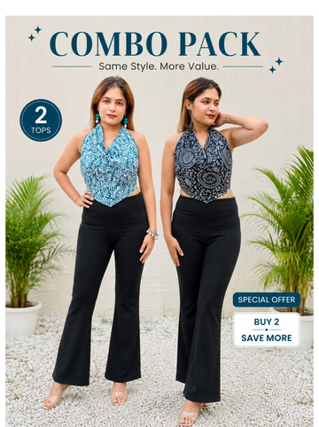 Bella: Sea Green & Black Top Combo