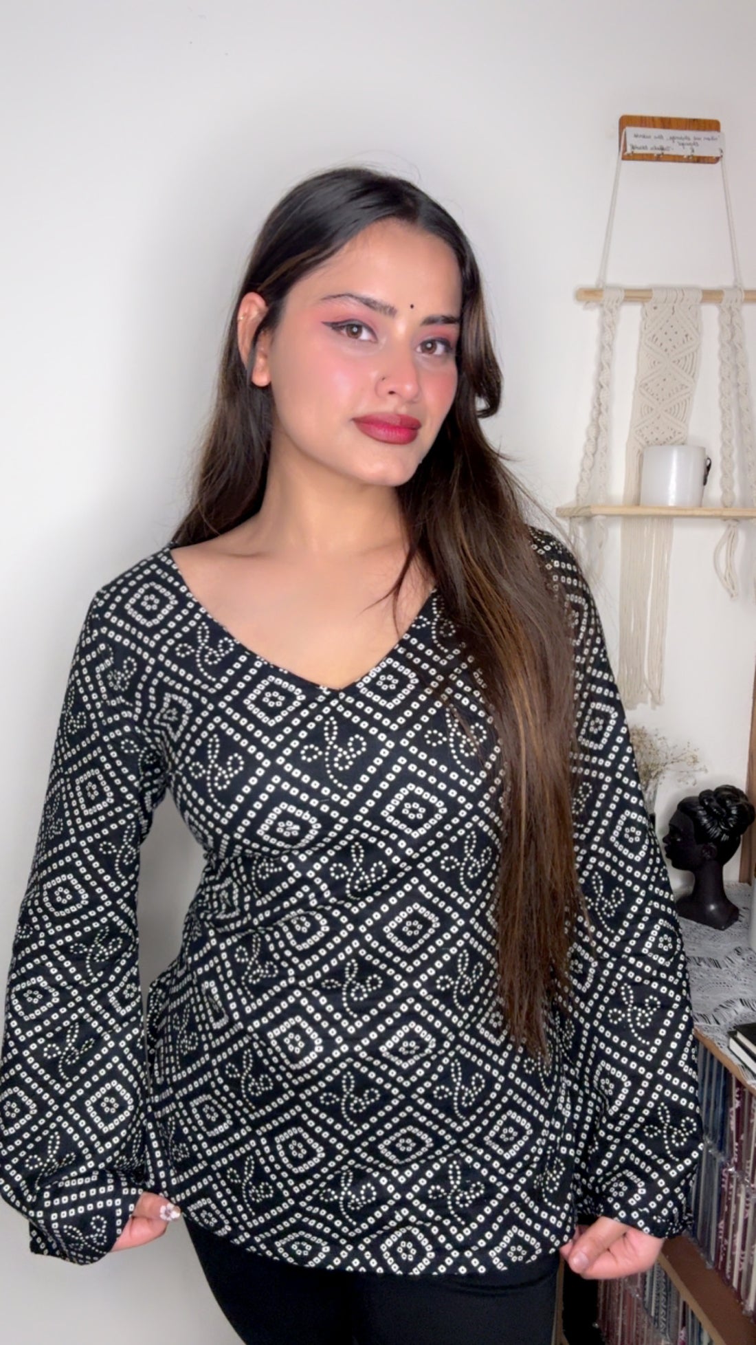 Adaa: Black Bandhani Corset Kurti