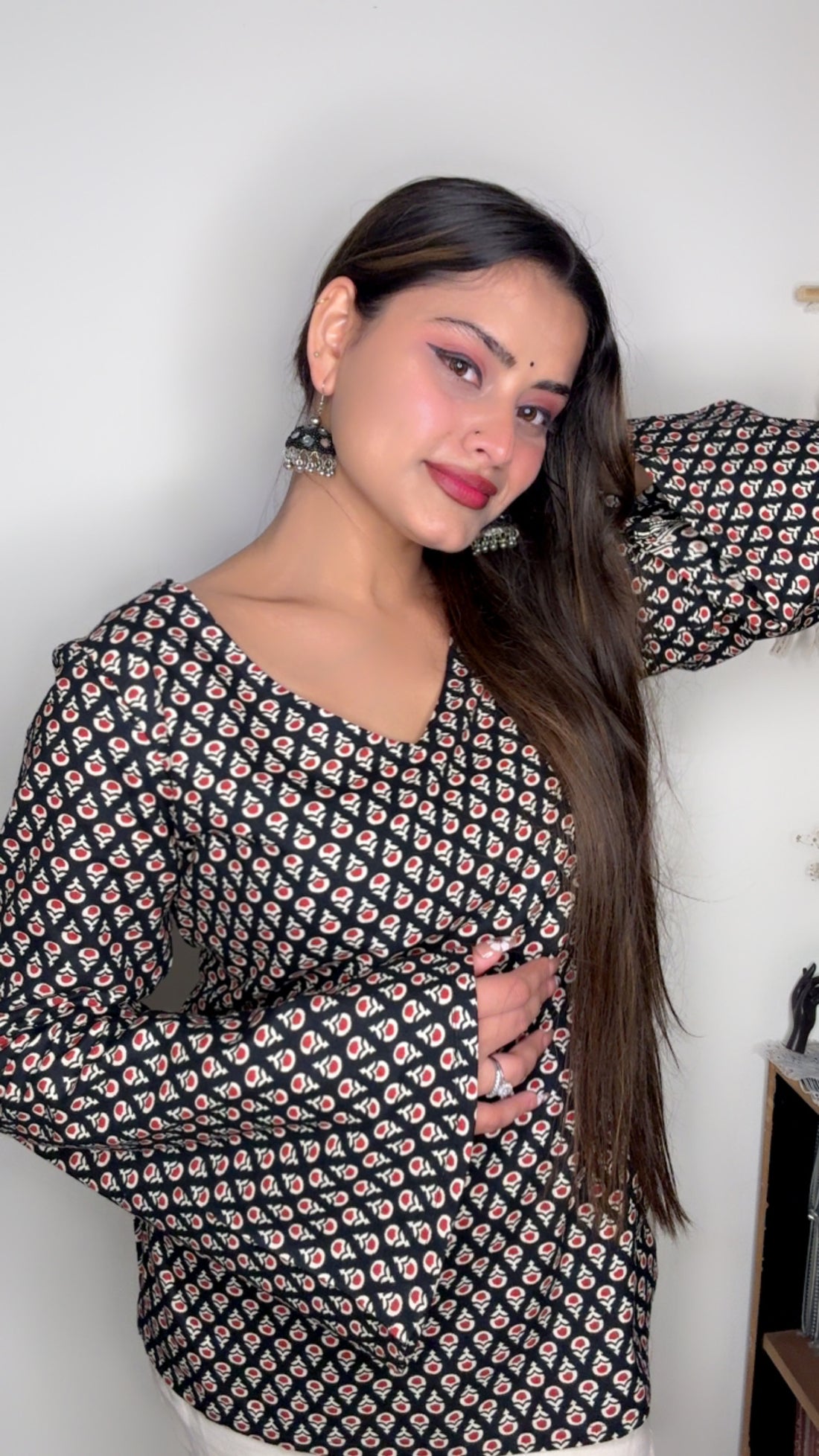 Adaa: Black Buti Corset Kurti