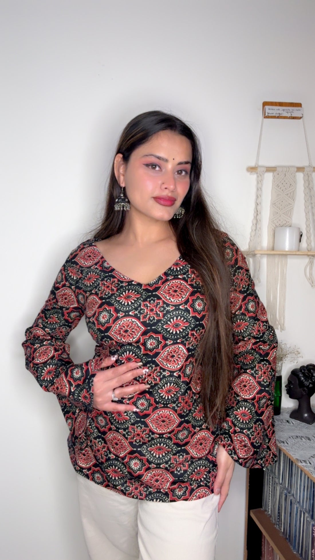 Adaa: Black Ajrakh Corset Kurti