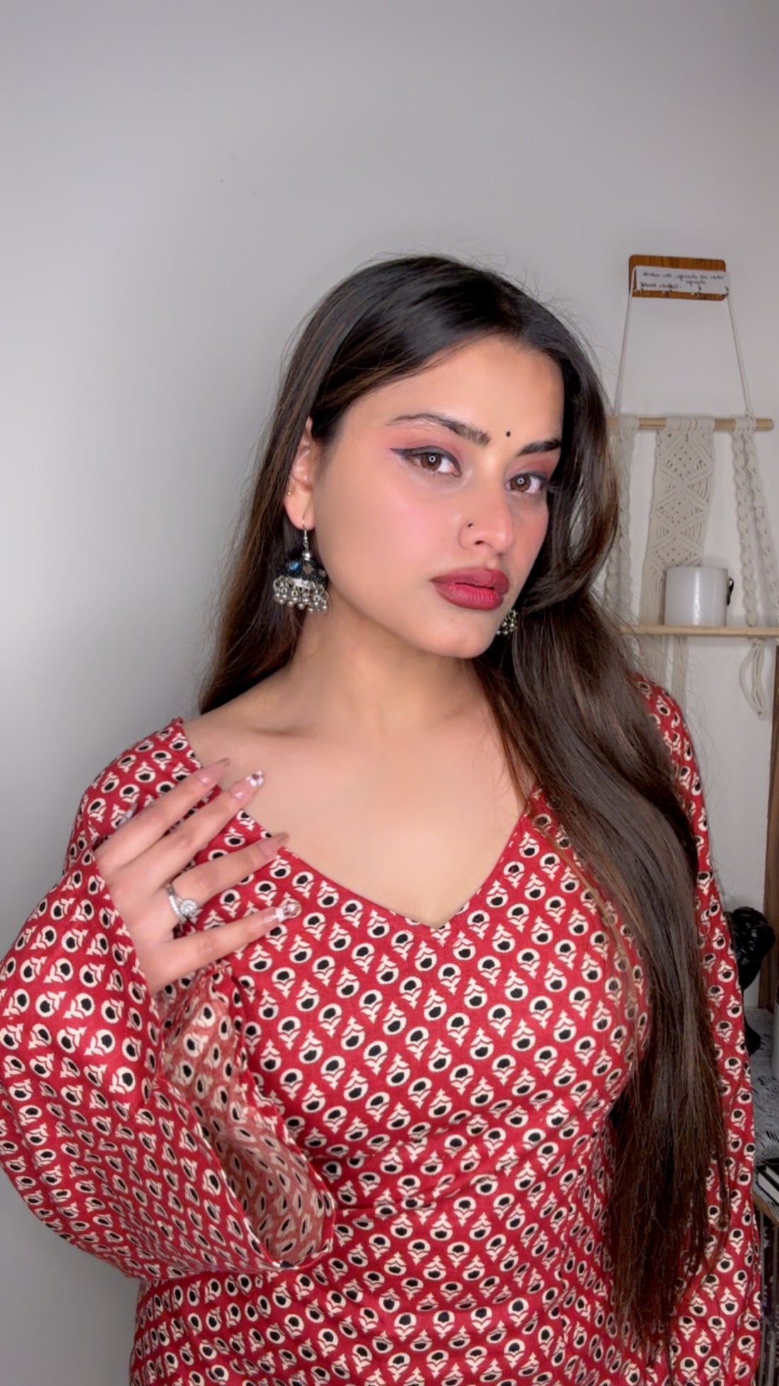 Adaa: Red Buti Corset Kurti