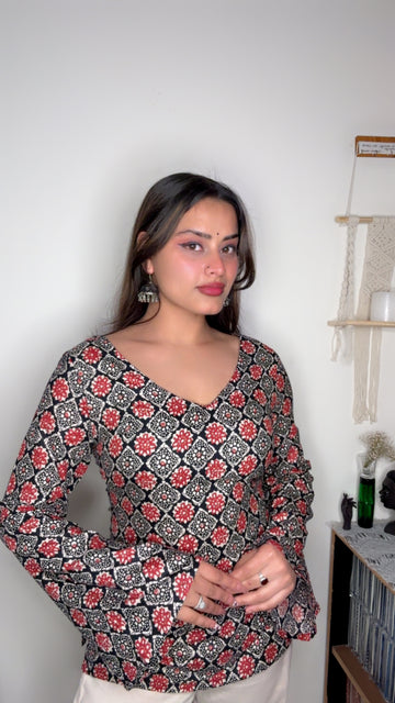 Adaa: Black Square Corset Kurti