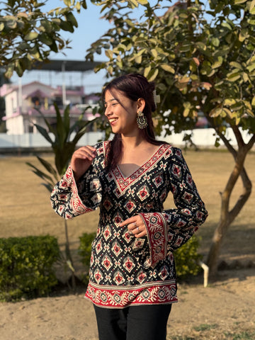 Noor: Black Mor Pankh Corset Kurti
