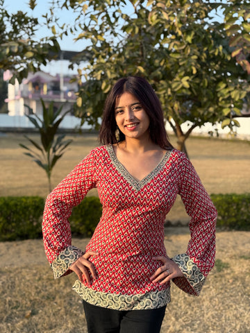Noor: Red Buti Corset Kurti
