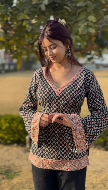 Noor: Black Buti Corset Kurti